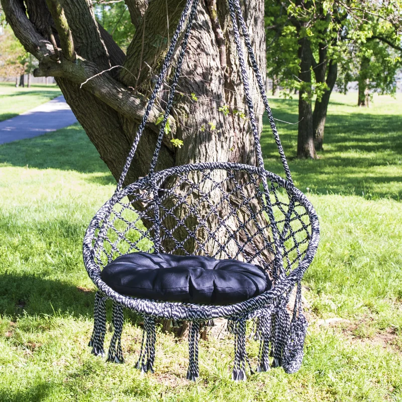 Equip Deluxe Outdoor Macrame Hammock Hanging Chair, Cotton Multi-Color, Size 31.5