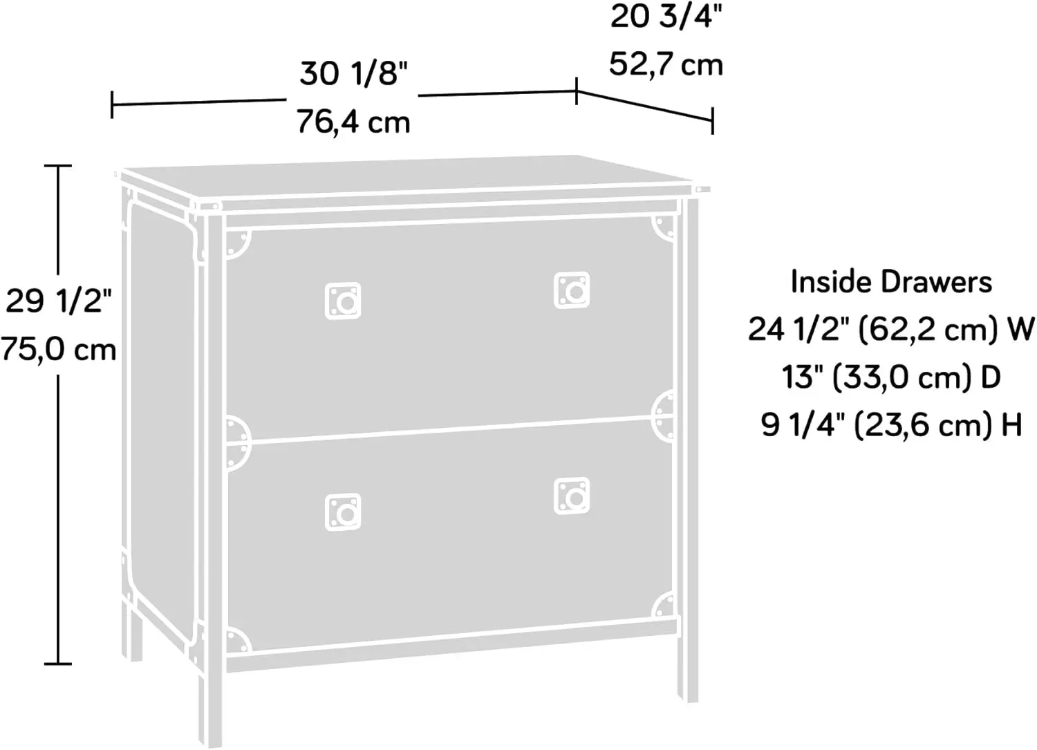 Steel River Lateral File, L: 30.08" x W: 20.75" x H: 29.53", Milled Mesquite Finish