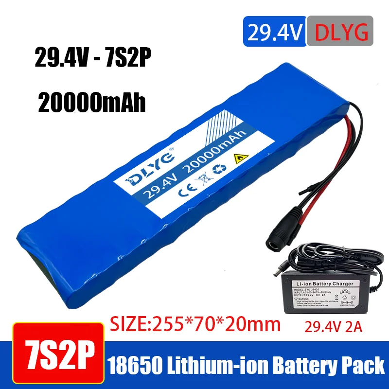 24V Lithiumion Rechargeable Battery Pack 18650 29.4V 7S2P 20000MAH