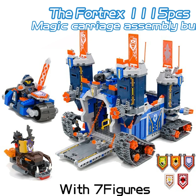 Nexoes Knights Series The Fortrex Building Blocks High-Tech Mobile Fortress Castle Compatibile 70317 Mattoni Giocattoli Per Regali Per Ragazzi