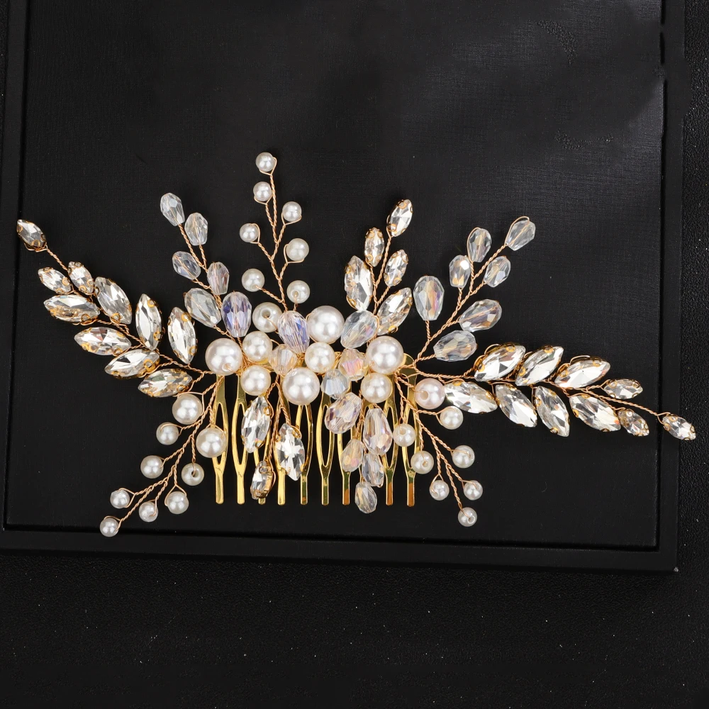 Fashion Hair Comb Earring Set for Wedding Headdress Rhinestone Party Pearl Bridal Hair Pieces Handmade Crystal Bride Headwear 6 Fashion Hair Comb Earring Set for Wedding Headdress Rhinestone Party Pearl Bridal Hair Pieces Handmade Crystal Bride Headwear - Image 6