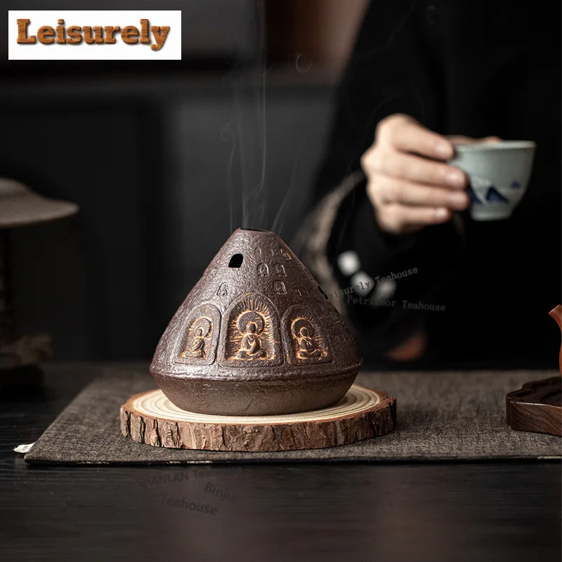 Dunhuang Zen Incense Holder Vintage Diffuser Incense Burners Mosquito Incense Holder Meditation Censer Tea Services Ornaments