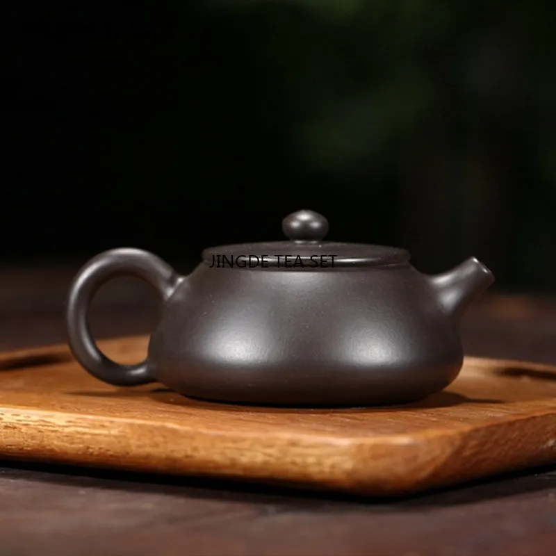 120ml Yixing purple clay teapot raw ore black mud spoon ball hole filter household teapot green tea