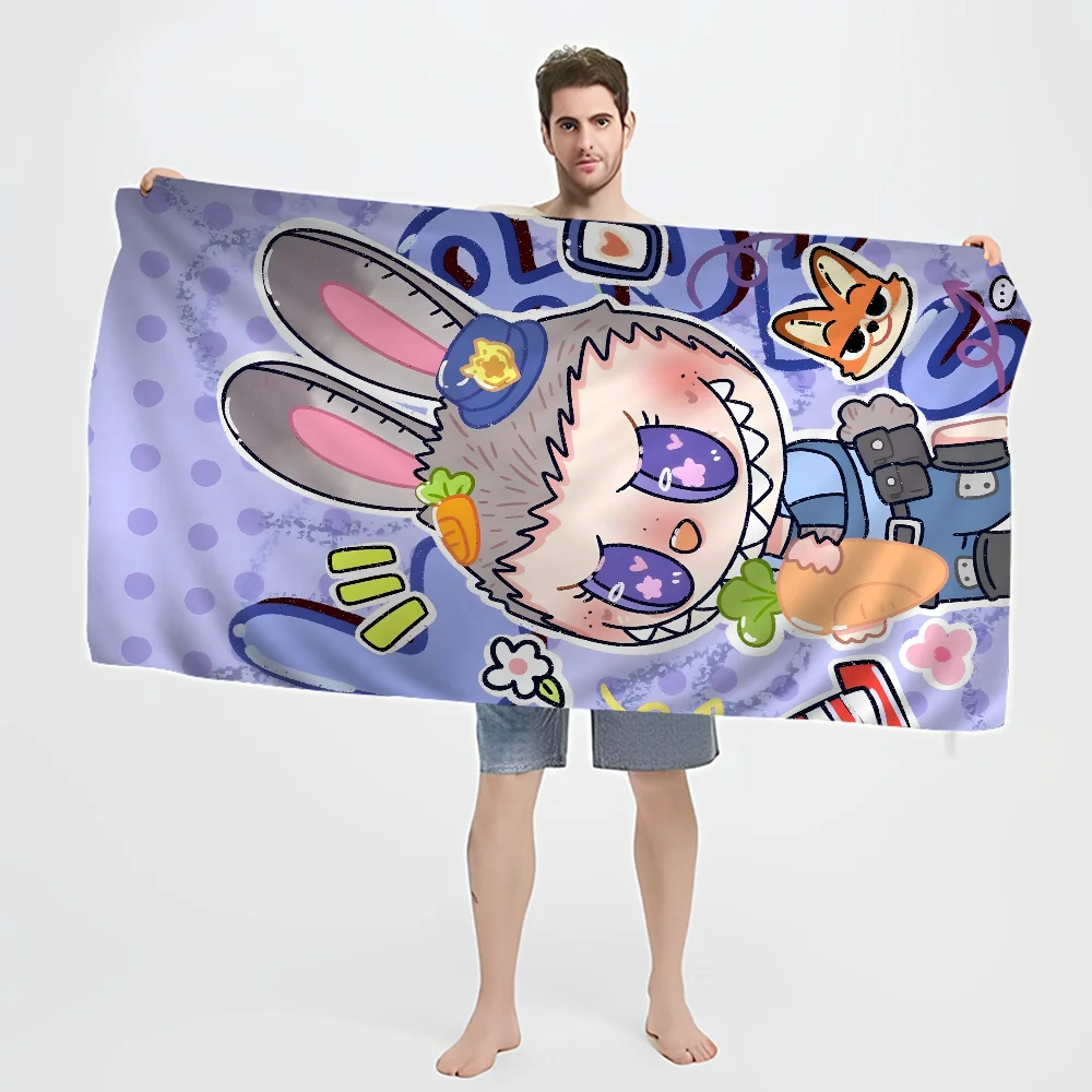Labubu Laptop Beach Towels Shower Towel Sauna Travel Spa Microfiber Quick Dry Gym Accessories Cute Room Decor 4