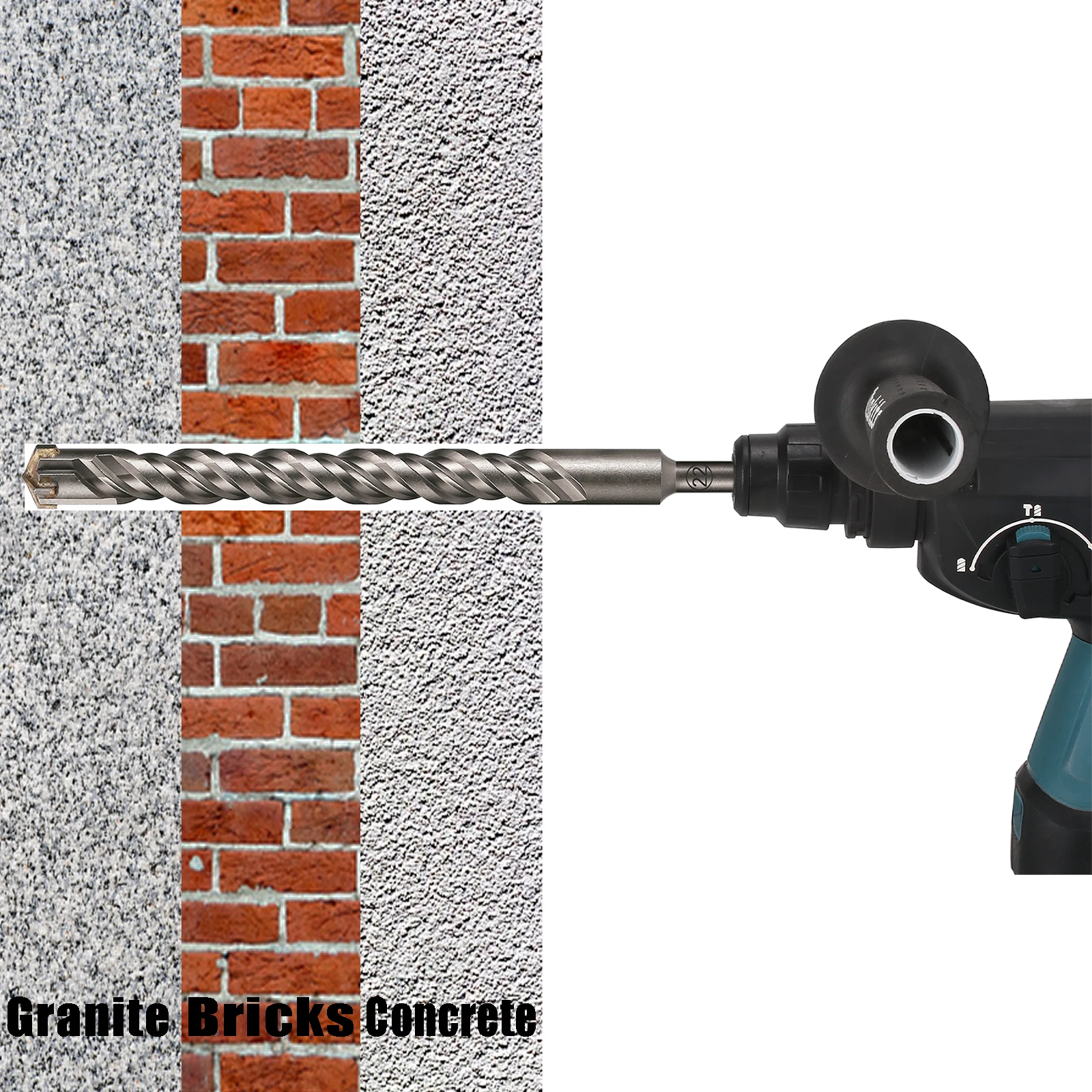 1Pc 260mm 길이 SDS Plus 6-25mm 벽돌 비트 크로스 커터 헤드 벽돌 블록 전기 해머 콘크리트 용 더블 오거 해머 비트