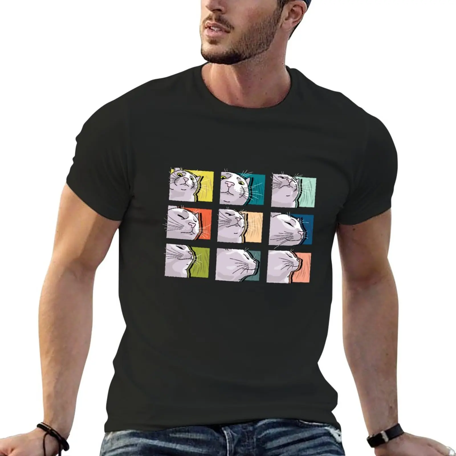 

New Cat Vibing Meme / CatJAM - Cat Vibing to Music (Color) T-Shirt oversized t shirts Short sleeve tee men