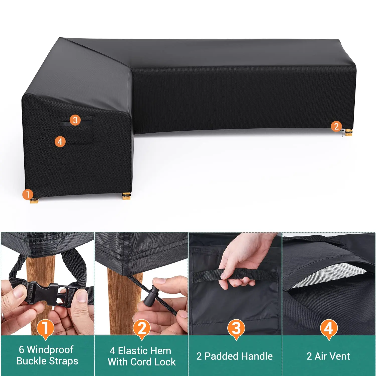 420D Garden Furniture Cover L Shape Corner Heavy Duty Waterproof Sofa Protective Lawn Outdoor Couch Covers