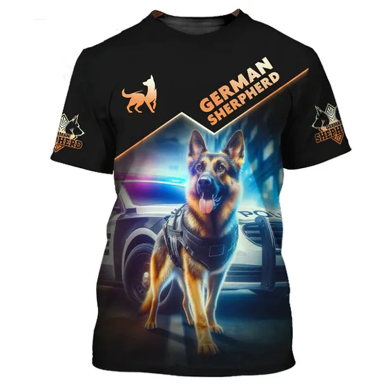 Men's Summer Casual German Shepherd 3D Print T Shirt