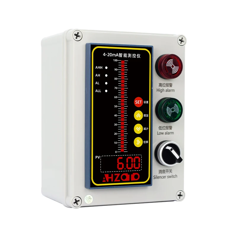 Liquid Level Display Control Box Waterproof Integral Level Transmitter Controller Input 4-20mA Water Alarm Tank