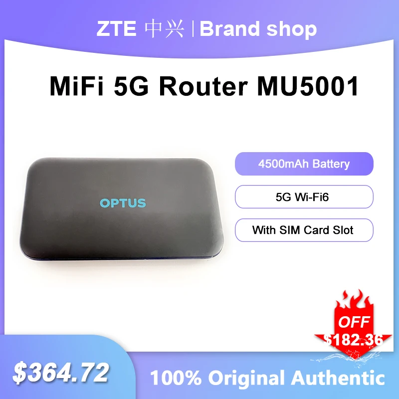 Originale Optus Portatile Mifi 5G Router Mu5001 Lte Cat22 Wifi 6 1800Mbps Nsa + Sa Mobile Hotspot Modem 5G Wifi Sim Card