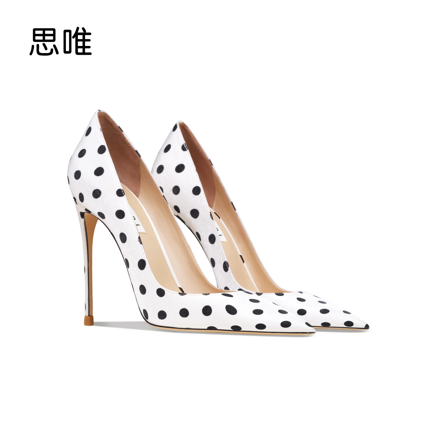 

Women's Pumps Polka Dot Satin Surface Pointy Toe Thin Heels Pumps Shallow Mouth Dress Shoes Sexy Luxury Singles Shoes34-41