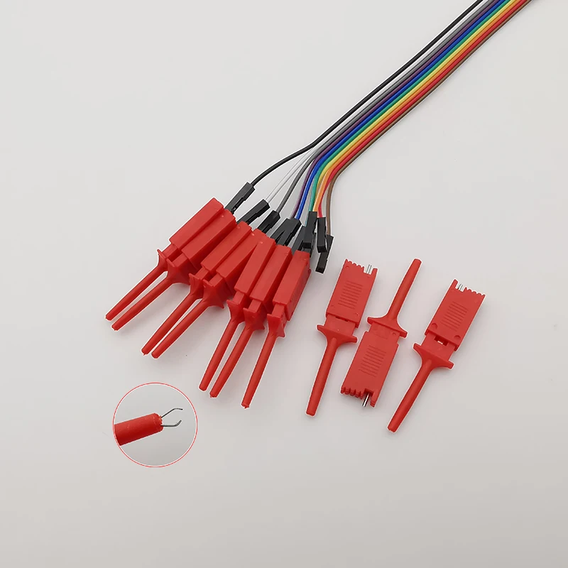 20CM Flat Test Hook Clip Logic Analyzer Cable Gripper Probe Testing Wire Clamp Kit Yellow/Red/Black/Green/White/Blue