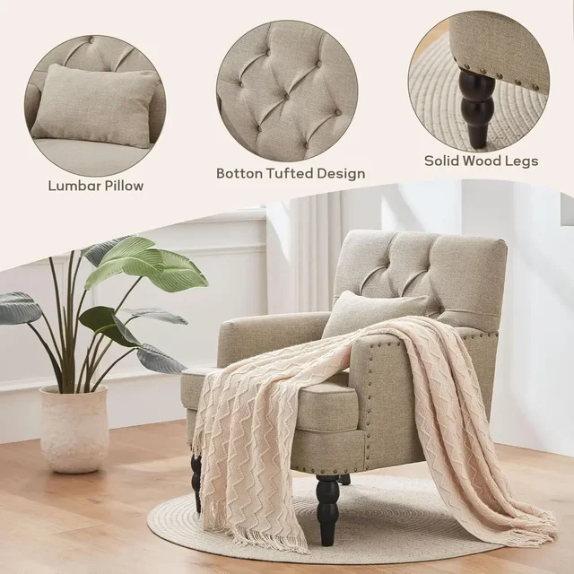 Tufted Club Chair Set 3