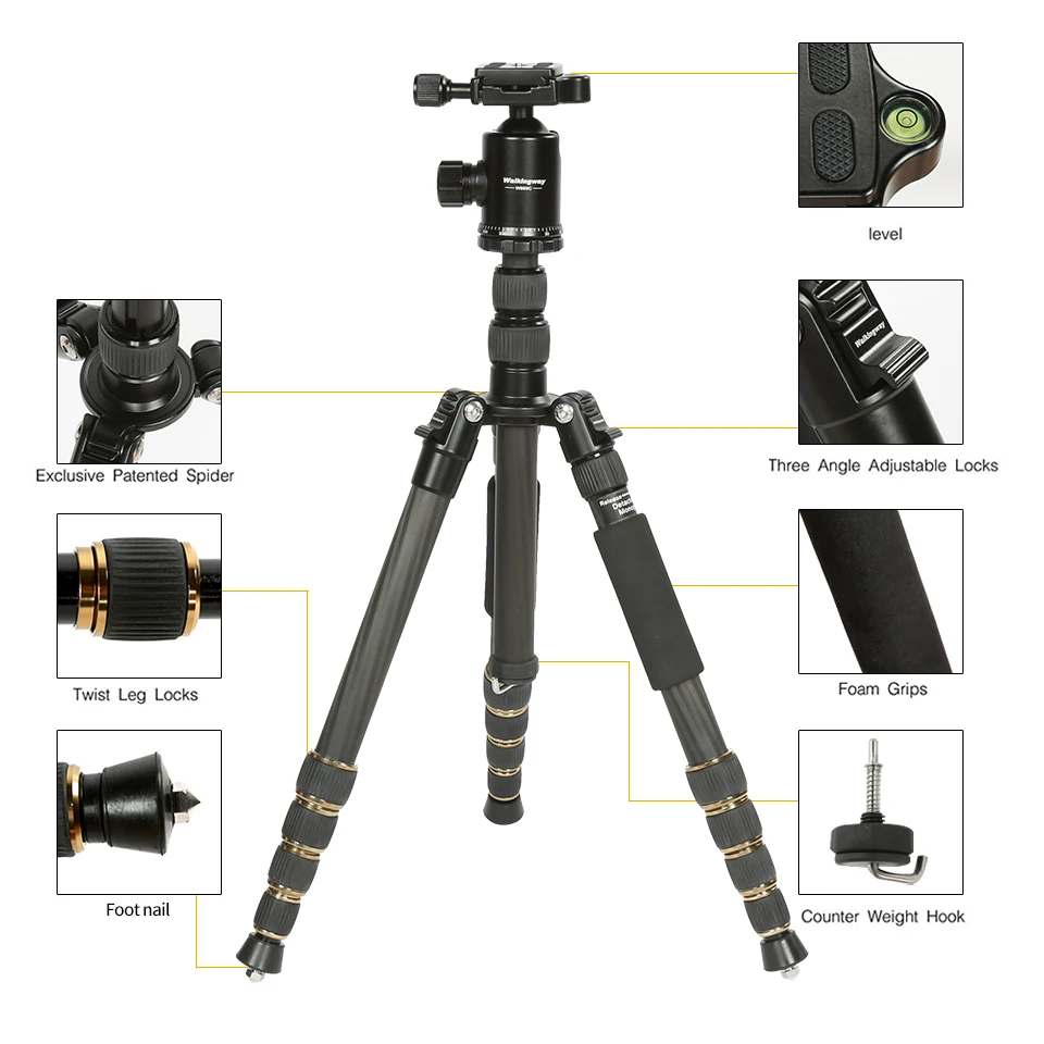 Carbon Fiber Tripod Monopod Professional Lightweight Stable Travel Cam Reliable Store