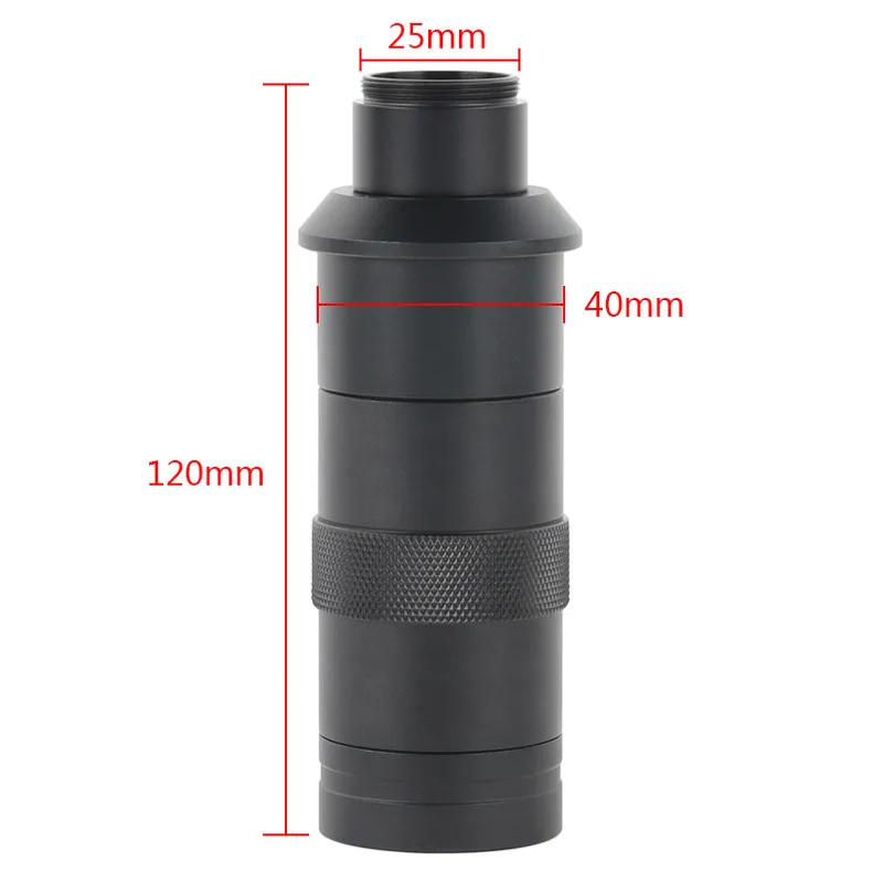 Objectif Zoom C-Mount 8X-130X Pour Microscope - Monture C, Grossissement Réglable Pour Caméra D'inspection