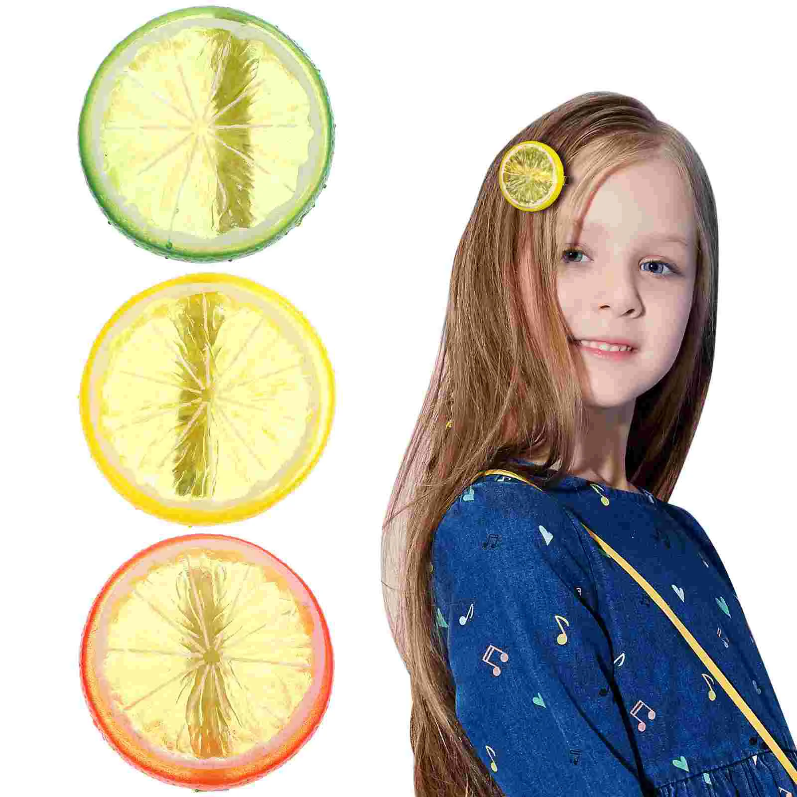 

3 Pcs Hair Clips for Girls Simulation Lemon Barrettes Metal Creative Funny Hairpins Child