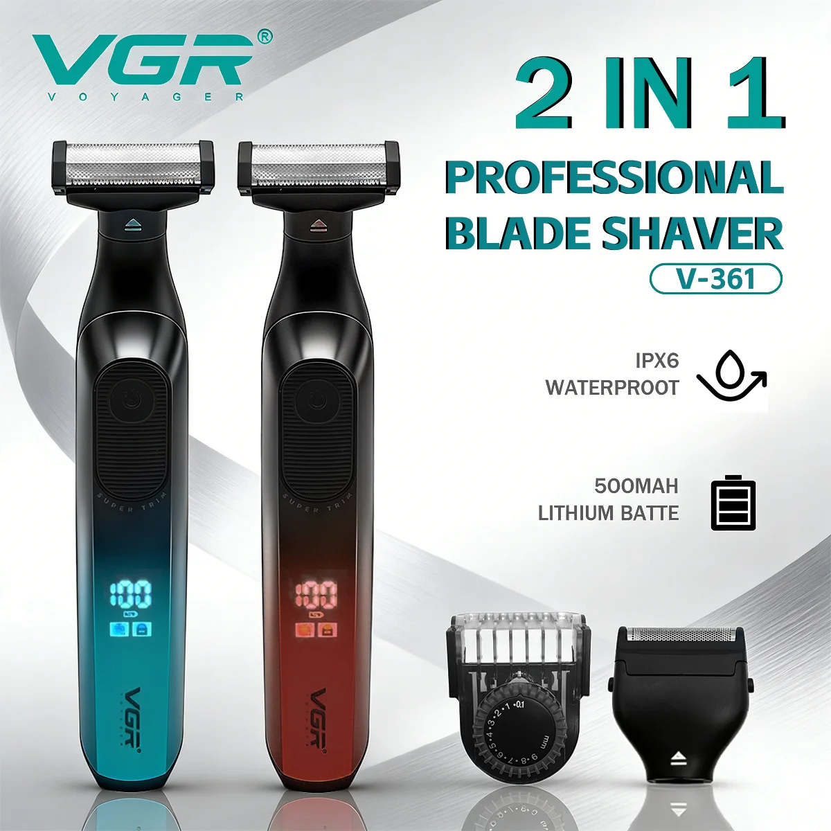 Vgr Electric Shaver 2 In 1 Waterproof Beard Trimmer For Men_voghion.com