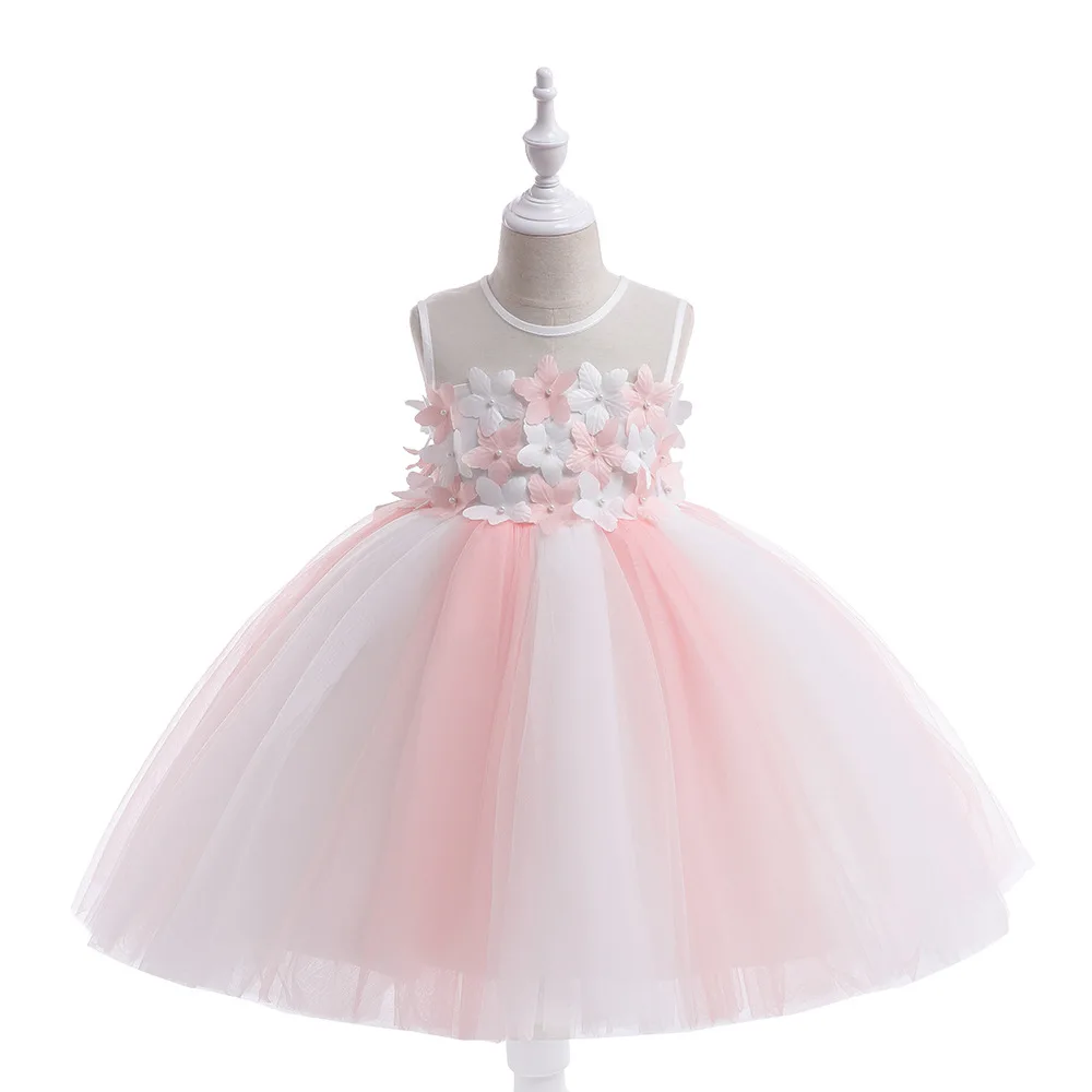 

Girls Party Dress 110cm-140cm Baby Birthday Dresses Pink Wedding Ball Gown Kids Photograph Costumes Princess Cosplay