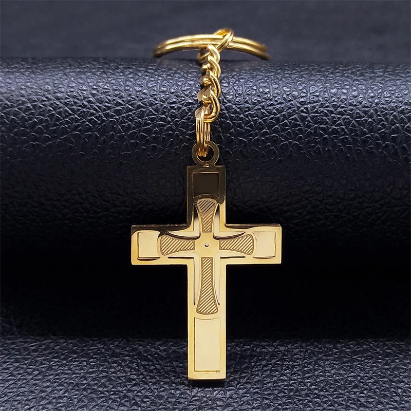 Gold Color Stainless Steel Cross Pendant Necklace