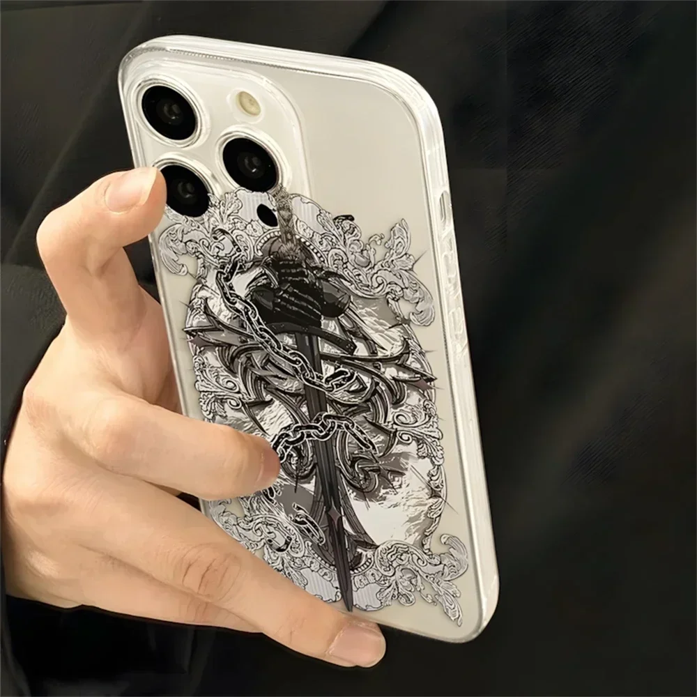 حافظة شفافة لفارس السيف المقدس لهاتف آيفون 16 12 1...