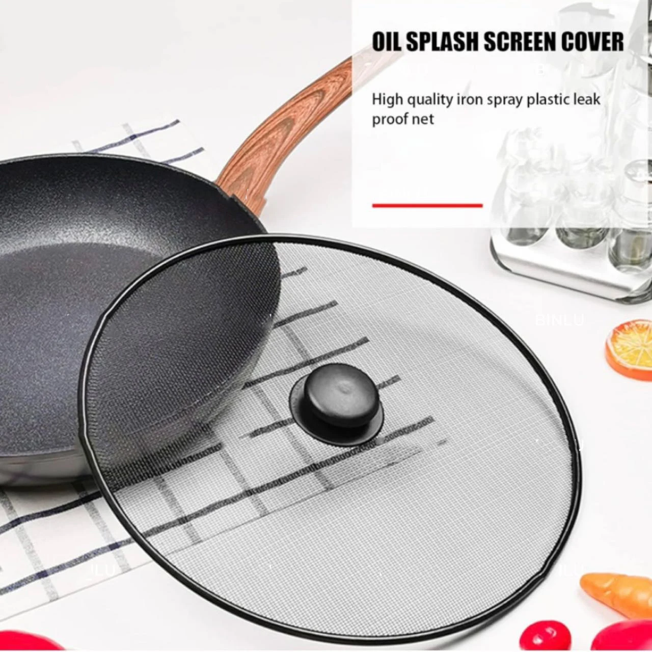 Kitchen Tool Fine Mesh Splash Guard Cover Lid With Handle 29/33CM Splatter Screen Anti Grease Frying Pan Oil Splash Guard Gadget food cover frying pan splatter screen