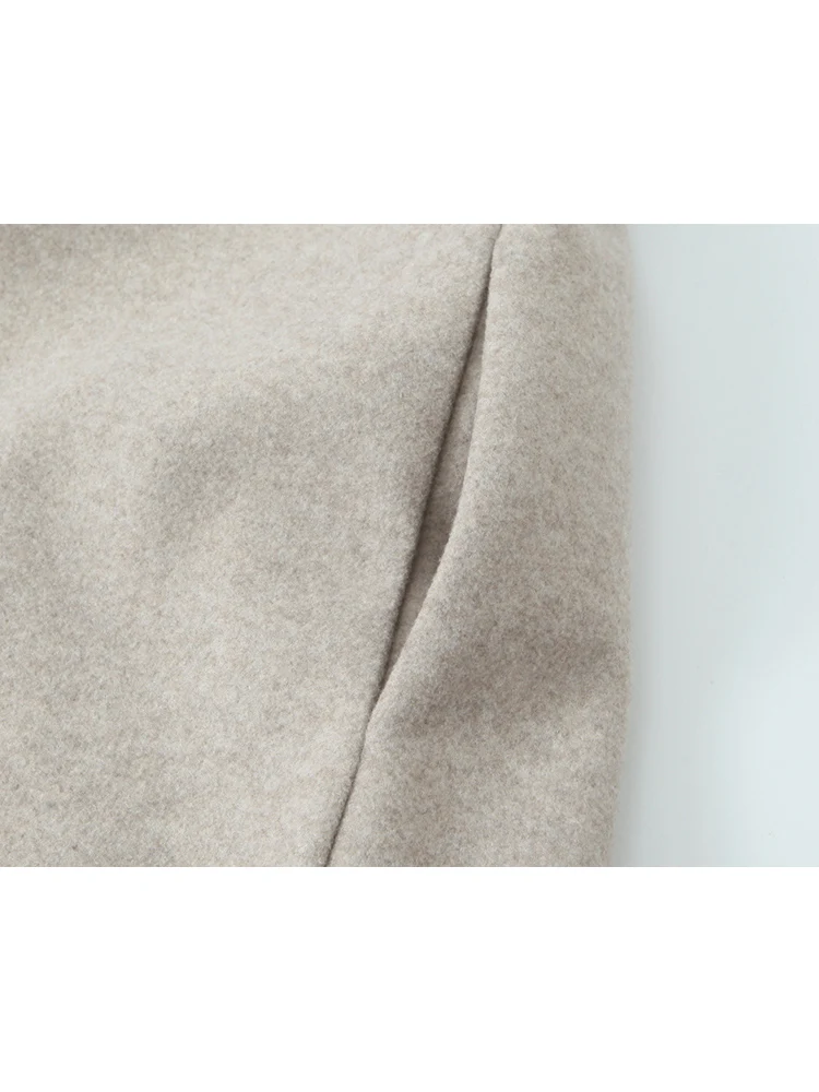 Elegant Woolen Coat For Ladies Solid Loose Lapel Loose Fit Long Sleeve Jacket Female 2025 Autumn Winter Chic Commuting Outfit
