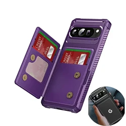 Leather Flip Wallet Phone Case with Card Holder Slot - Pixel 7Pro (Purple - Fold)