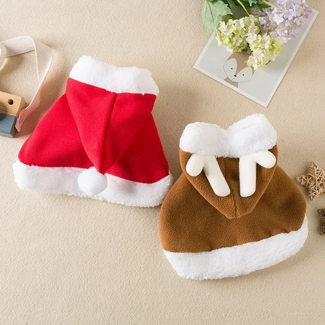 Funny Cat Christmas Costume Santa Cosplay Pet Christmas Cape Dress Up Clothes Warm Red Scarf Cloak With Hat Pet Accessories 2