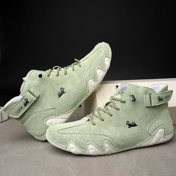 الرجال جولة تو المتسكعون الفاخرة عالية الجودة المألوف حذاء للسير مسافات طويلة تنفس لينة وحيد زوجين عارضة الدانتيل يصل الأحذية العارية 3