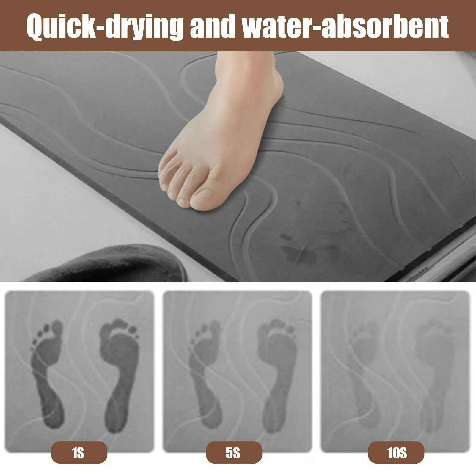 Diatomaceous mud soft mat bathroom absorbent anti-slip floor mat toilet door anti-slip household Entryway quick-drying Rug