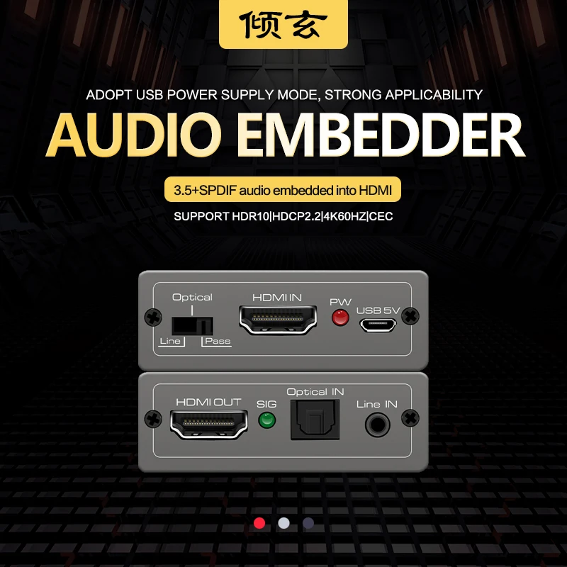 Ótico 1ch Dvi para Hdmi Adaptador de Inserção de Áudio Conversor Misturador de Áudio Entrada Hdmi 2.0 Áudio e Vídeo Synth Cec mm