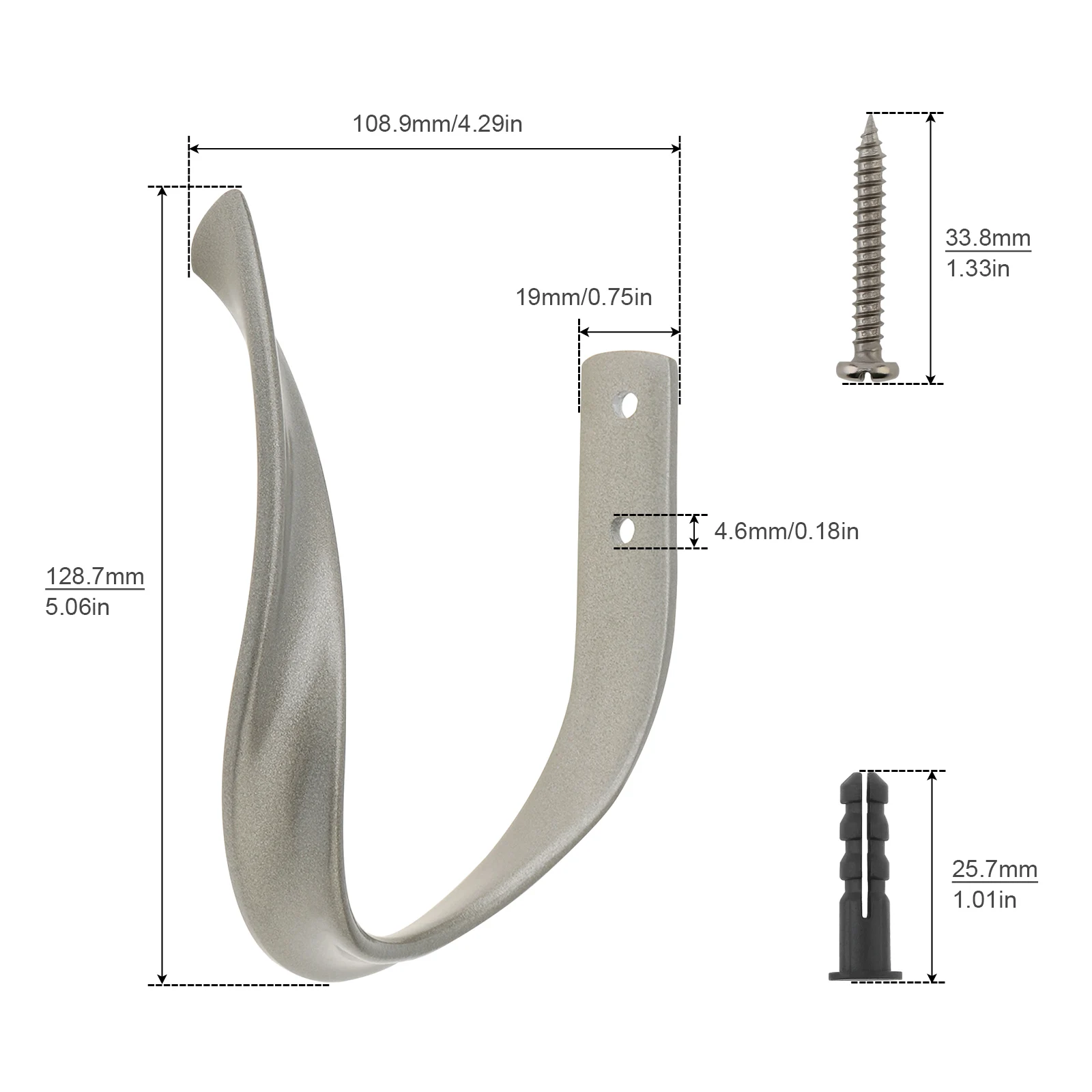 Modern Concise U-shaped Aluminum Alloy Curtain Hooks 2pcs for Living Room/Bedroom/Office with Screws,Wall Mounted Curtain Holder
