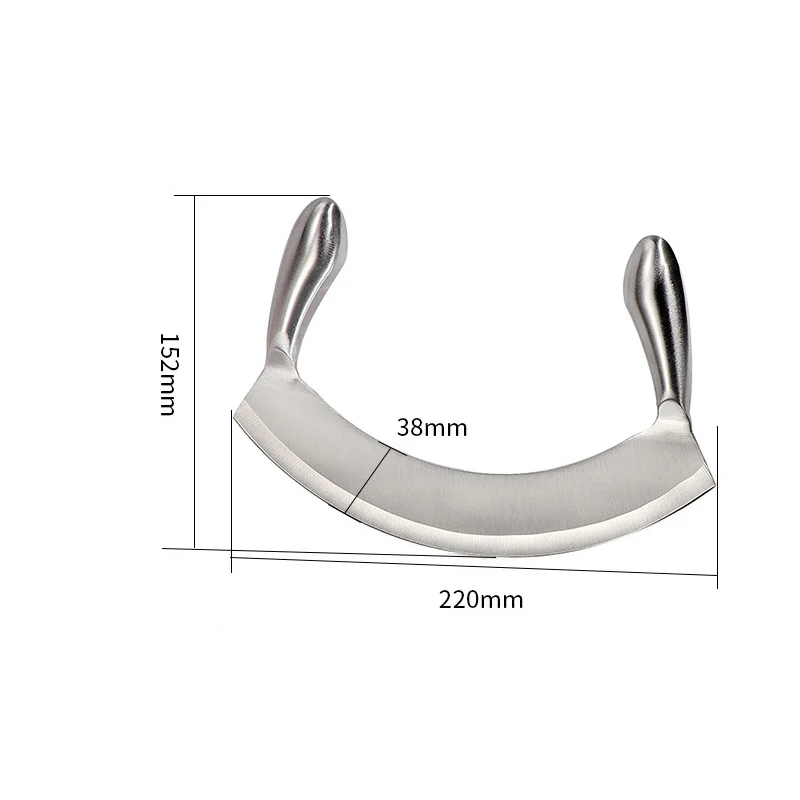 Double Handle Pizza Cutter Sharp Rocker Bread Knife Stainless Steel Blade Bread Slicer Pastry Chopper Cookie Cutting Bakery Tool