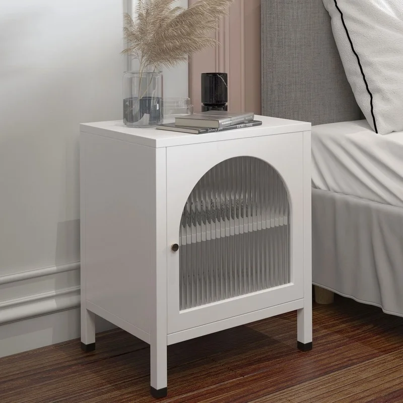 

Modern Nordic Nightstands Glass Iron Cabinet Luxury Simple Bedside Table Bedside Storage Shelf Mesitas De Noche Home Furniture 6