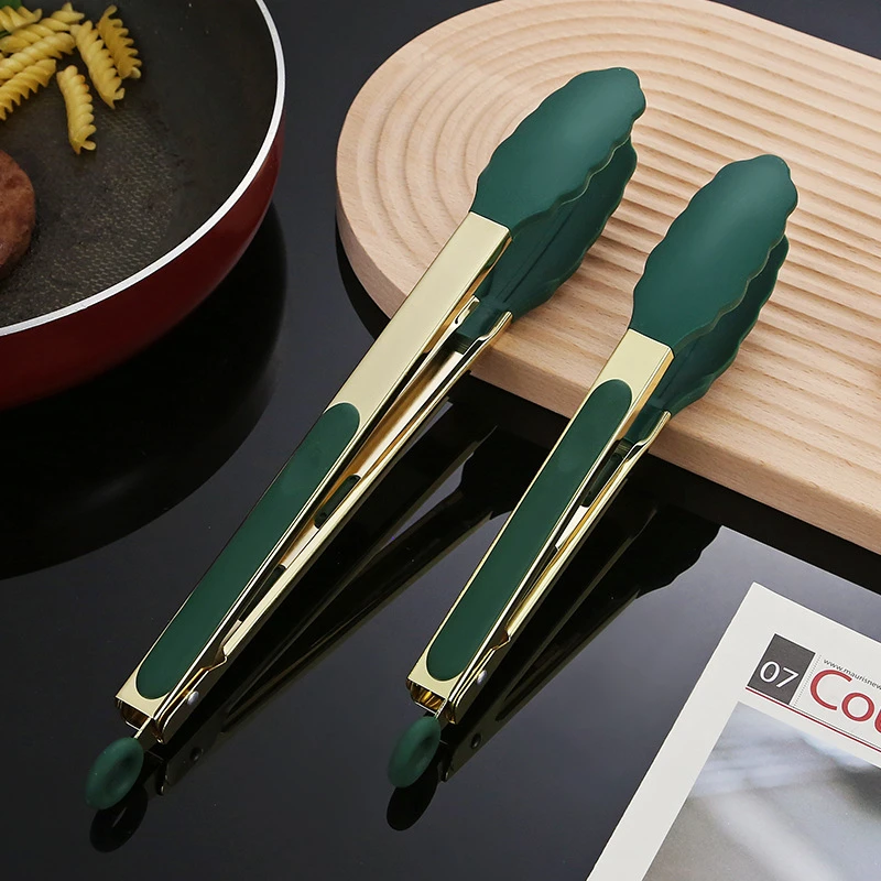 9/12 Inch Silicone Food Tongs Stainless Steel BBQ Grill Steak Clip Kitchen Salad Bread Serving Clamp Cooking Utensils food tongs