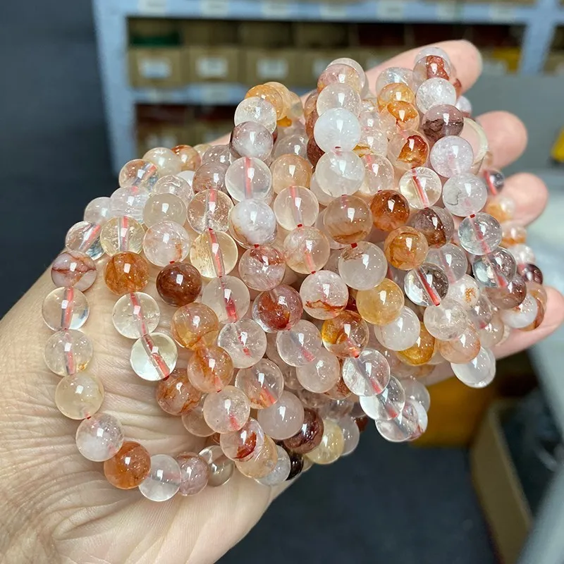 Natural Stone Pink Quartz Crystal Amethyst Fluorite Beaded Bracelets Women Sweet Reiki Healing Energy Strand Bangles Jewelry
