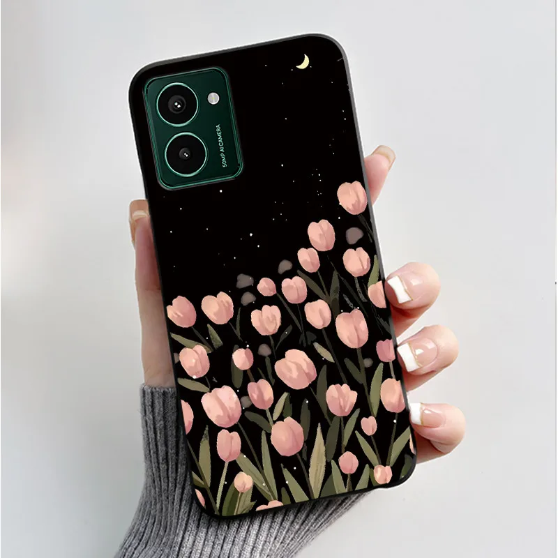 Luxury Fashion Butterfly Flower Painted Black Soft TPU Silicone Phone Case