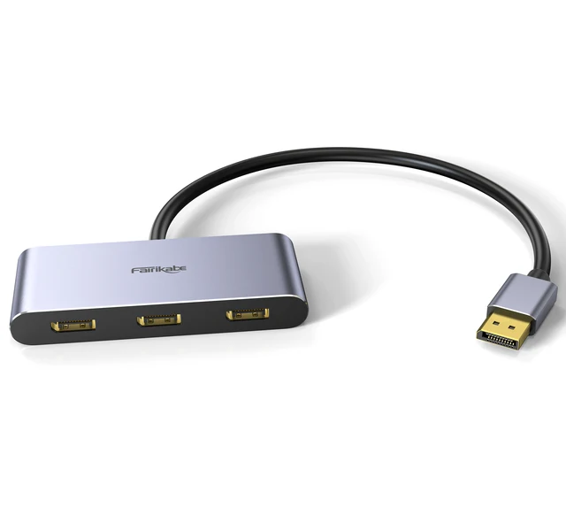 Fairikabe Displayport To 3*DisplayPort Splitter Single 8K Dual 4K60Hz 1080p60Hz DisplayPort MST Hub For Monitors Windows PC