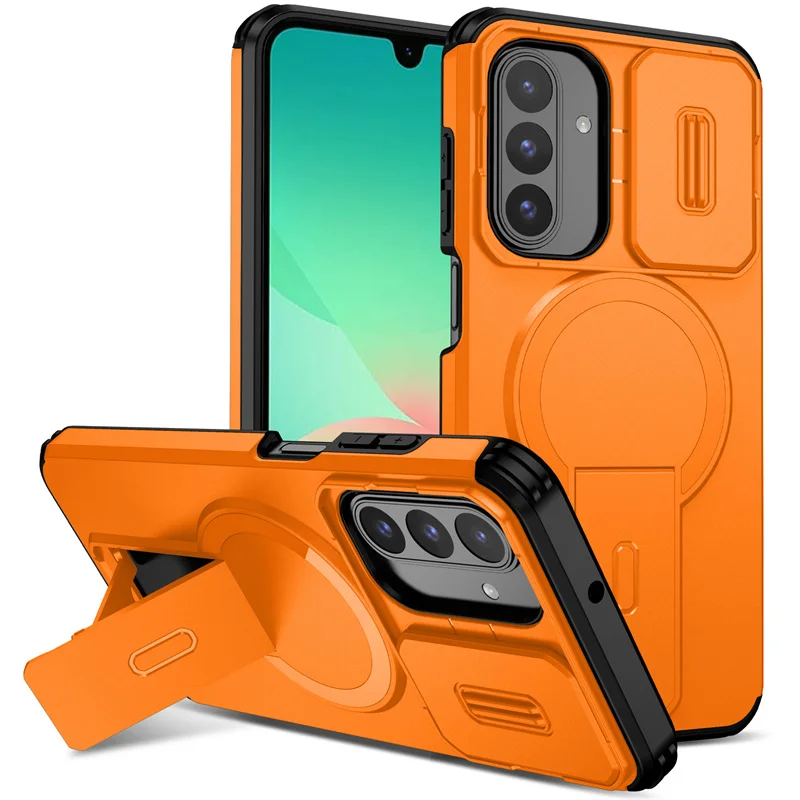 Armor Shockproof Magnetic Wireless Charging Case with Foldable Stand