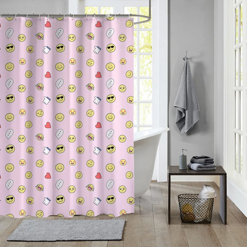 

Summer Elements Minimalist Small Fresh Shower Curtain with Hooks Waterproof Bath Curtain and Anti-mold Room Partition Curtain