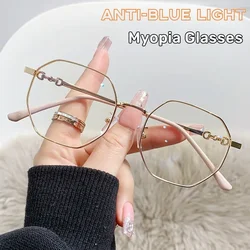Vintage Short-sighted Eyeglasses Irregular Frame Blue Light Blocking Myopia Glasses Unisex Prescription Eyewear with Diopters