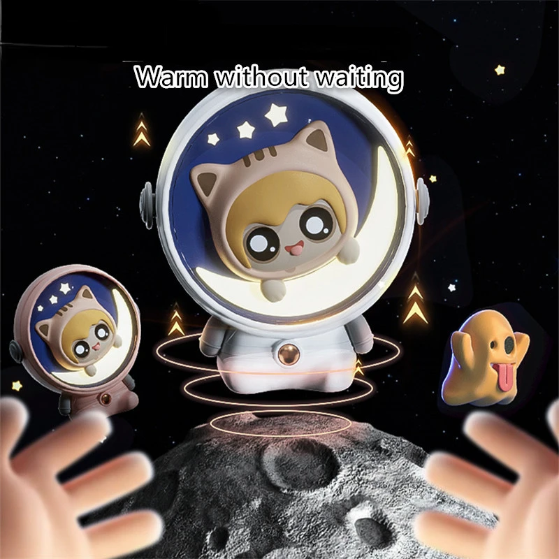 

Star Cat Hand Warmer Mobile Power Two In One Cute Baby Charging Hand Warmer LED Astronaut Atmosphere Night Lights Holiday Gift