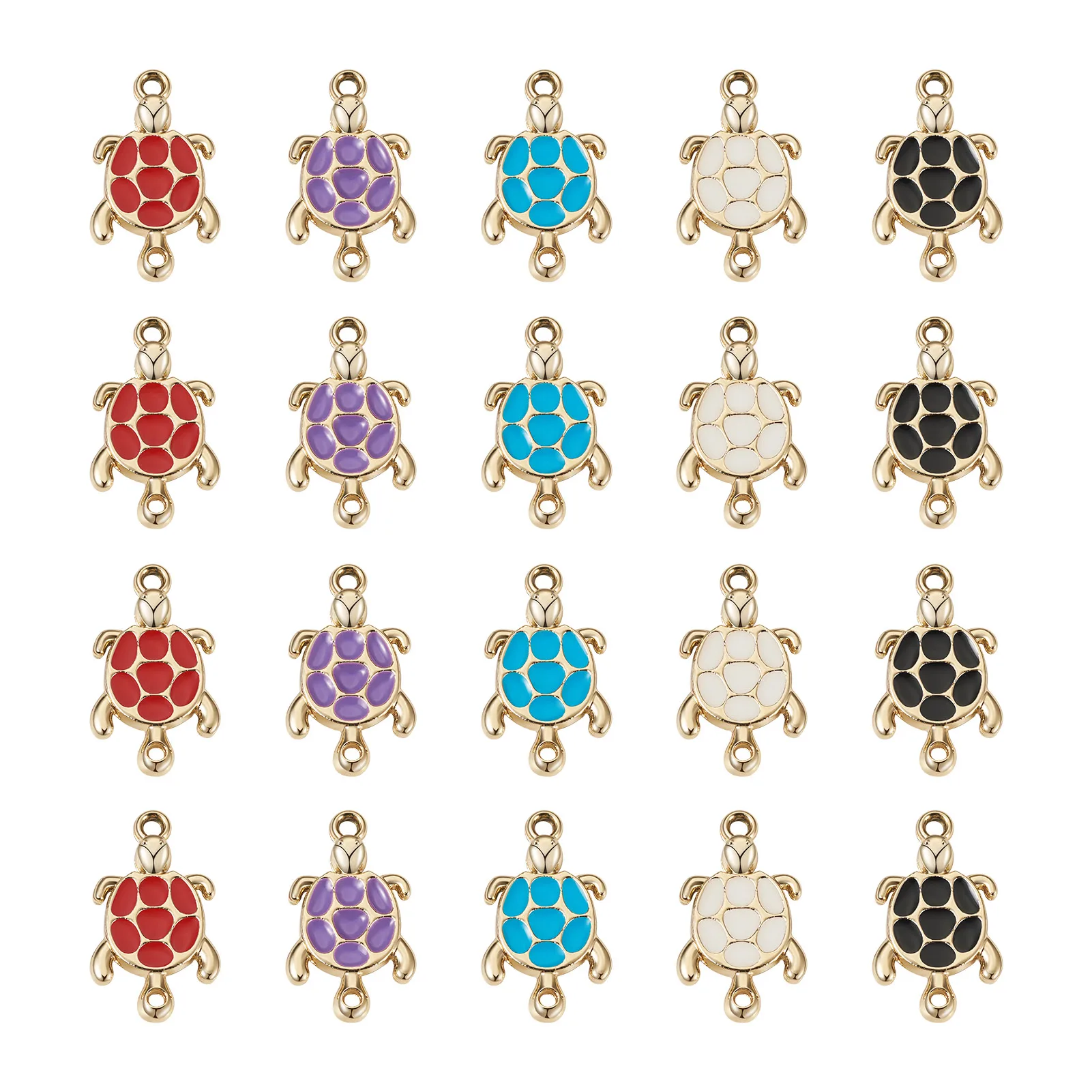 

40Pcs Sea Turtle Connectors Tortoise Alloy Enamel Charms Animal Pendants For Jewelry Making Bracelet Necklace DIY Accessories