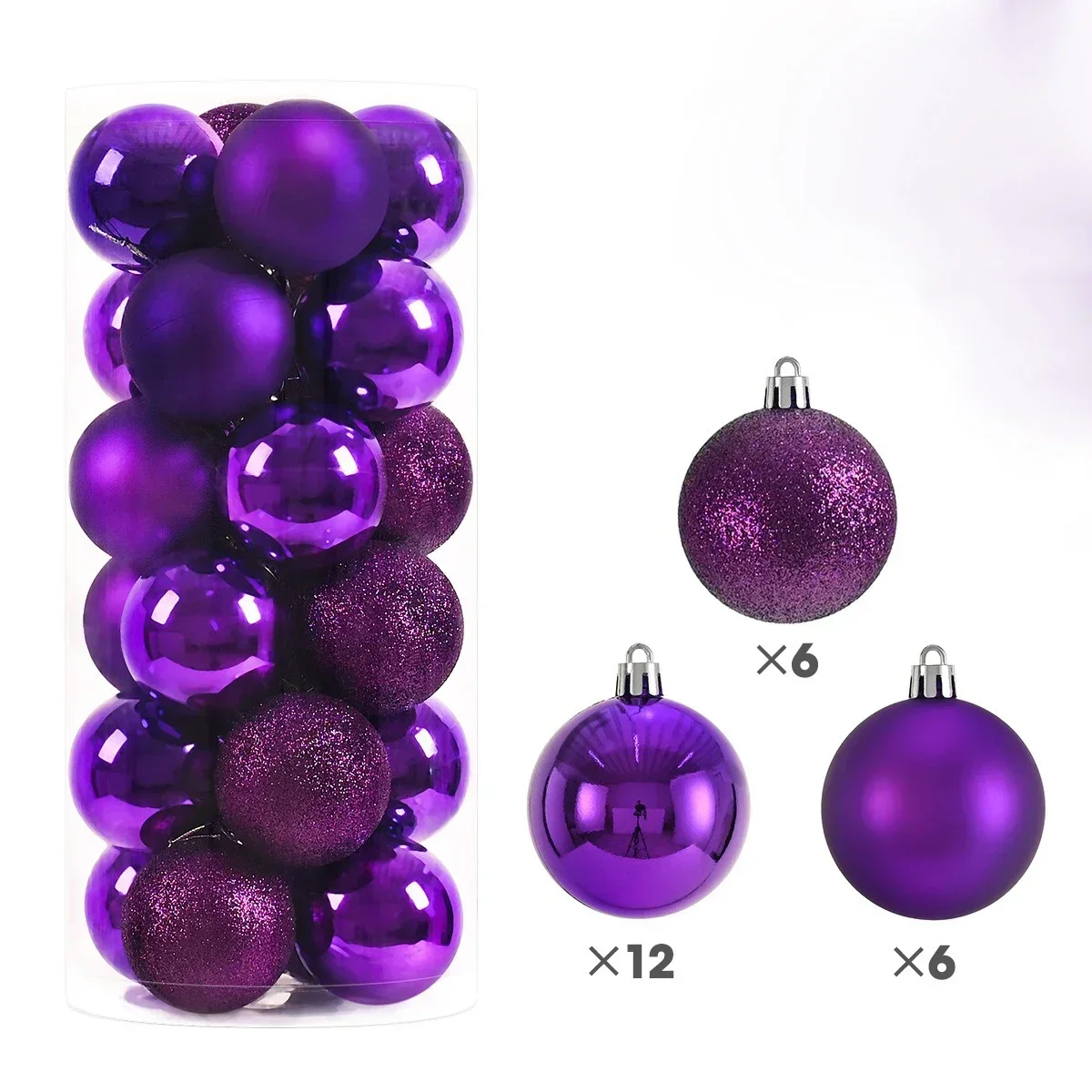 thumbnail image 1 of 24 bolas navideñas de 6 cm para colgar en el árbol de Navidad, para decoración de fiestas en el hogar, Año Nuevo 2025, 1 of 5