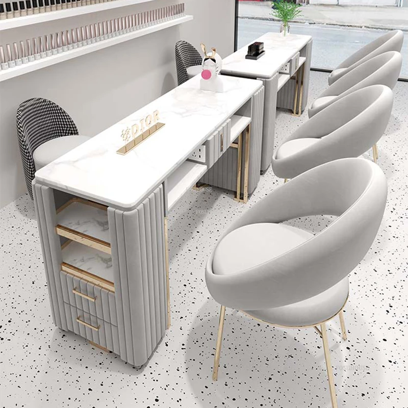 Nordic Commercial Furniture Nail Tables Simple Modern Cloakroom Manicure Table Fashion Hair Salon Multifunctional Storage Desk G