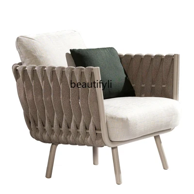 

Outdoor Rattan Chair Sofa Three-Piece Set Living Room Balcony Small Villa Garden Woven Coffee Table Combination Furniture