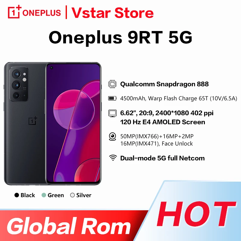 Смартфон OnePlus 9Rt телефон с глобальной прошивкой экран 6 62 дюйма 120 Гц AMOLED