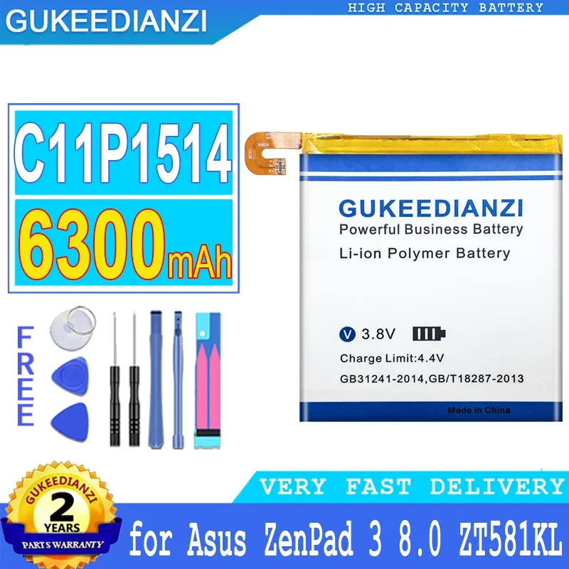 

6300mAh High Capacity Mobile Phone Battery For Asus ZenPad 3 8.0, Zenpad Z8, ZenPad Z8 XLTE, ZT581KL, P008, Z581KL Batteries