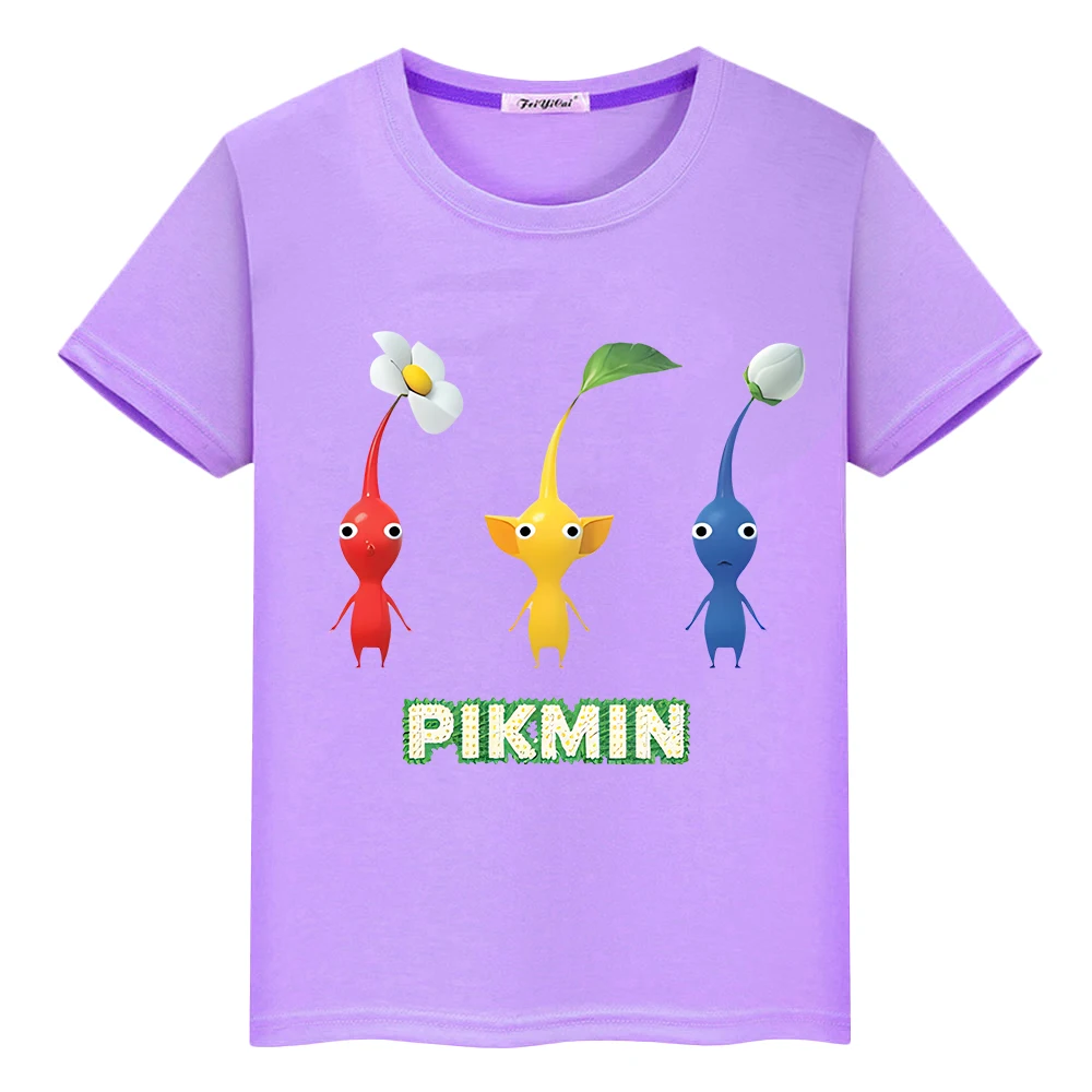 Pikmin Cartoni Animati Stampa Corta 100% Cotone T-Shirt Anime Tees Boy Girl Clothes Pride Tshirt Top Y2K Summer Cute Tshirt Kids Day Gif