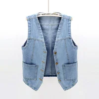 Woman Jacket Vest Spring Summer Denim Vest Women's Short Loose Sleeveless Coat Vest Chaleco Mujer 1